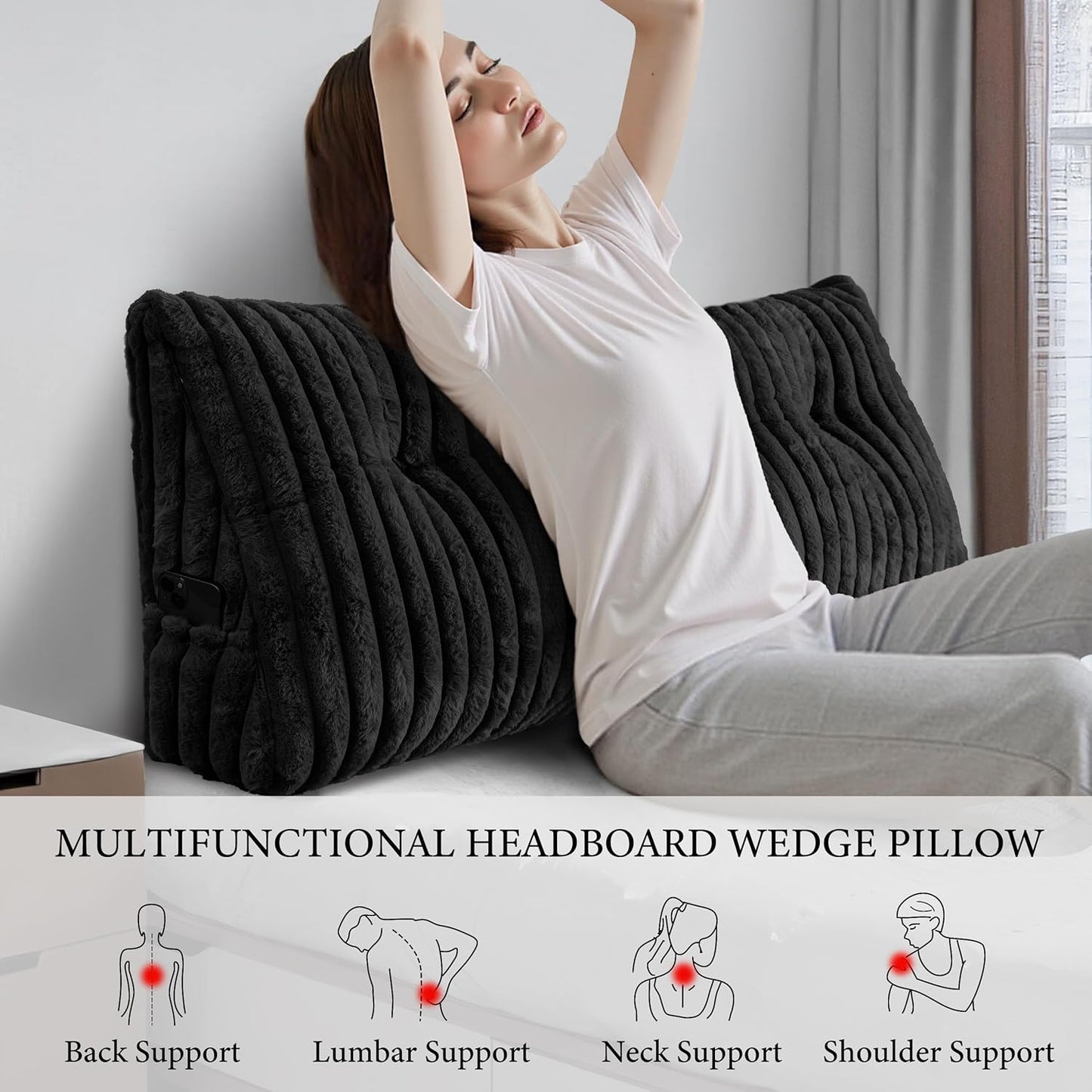 Triangular Wedge Pillow Headboard Queen, Cushion Headboards Reading Pillows