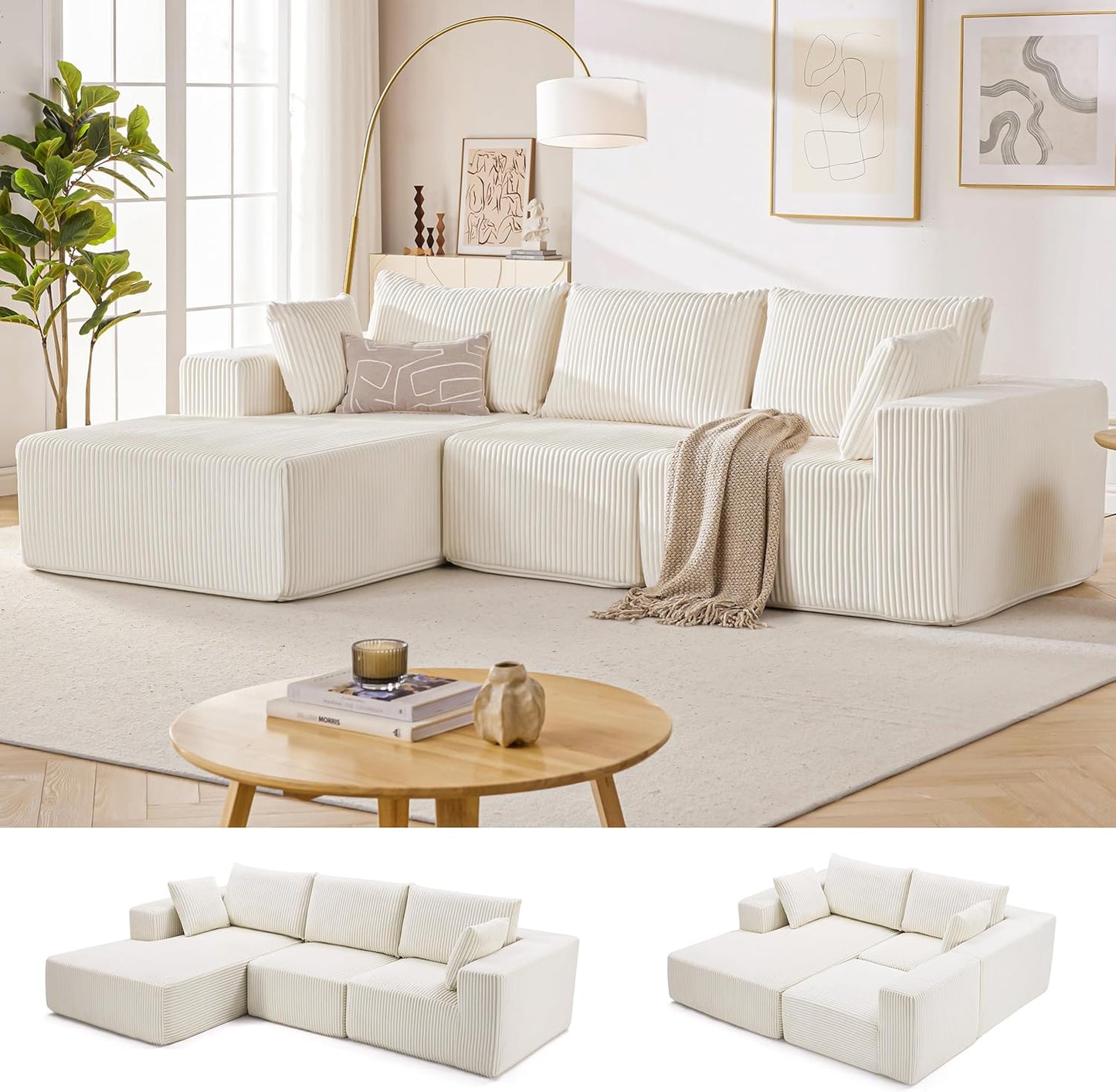 Cloud Couch Sectional with Deep Seat, Comfy Couch with L-Shaped Chaise