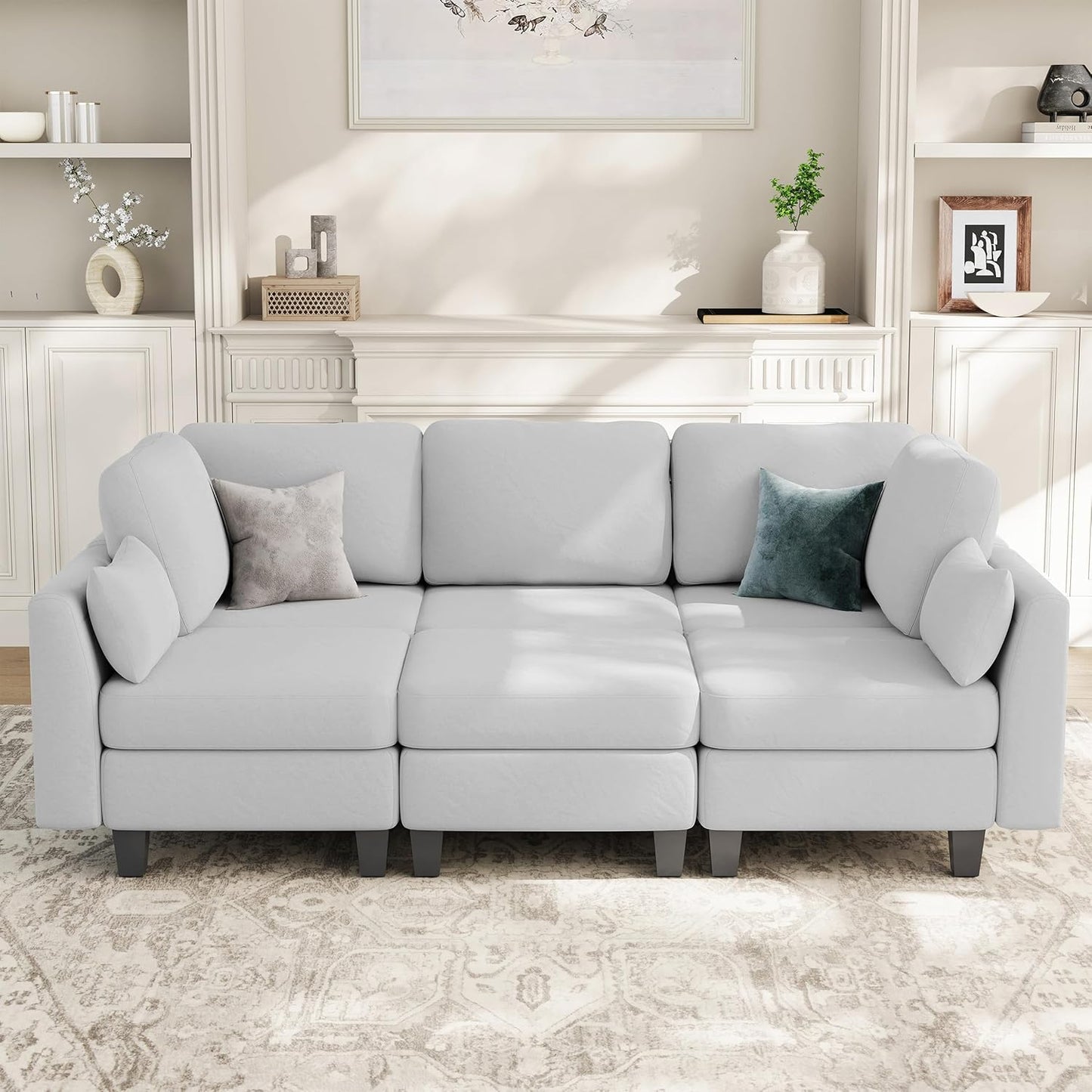 Huatean HomeSectional Sleeper Sofa, Comfy Sectionals Couches Bed, Convertible Sofas with Ottomans