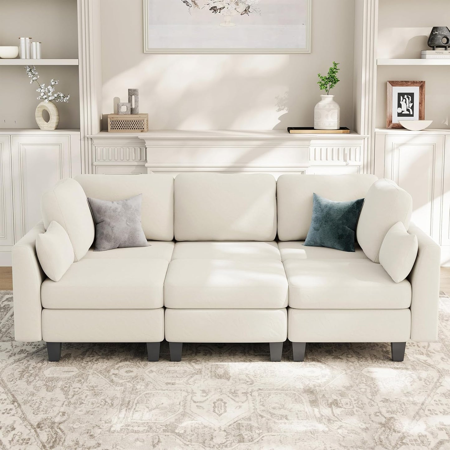 Huatean HomeSectional Sleeper Sofa, Comfy Sectionals Couches Bed, Convertible Sofas with Ottomans