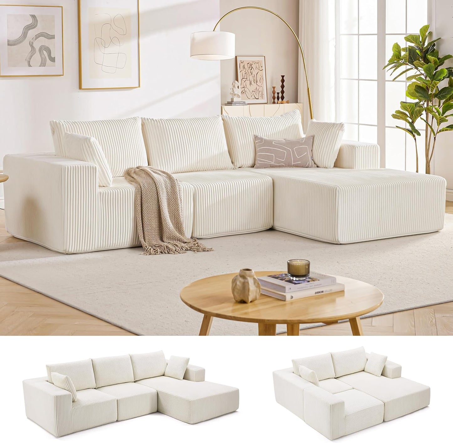 Cloud Couch Sectional with Deep Seat, Comfy Couch with L-Shaped Chaise