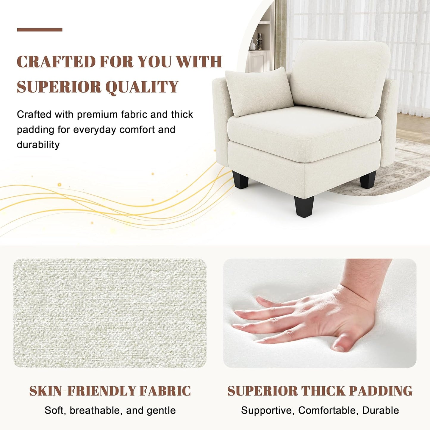 Huatean HomeSectional Sleeper Sofa, Comfy Sectionals Couches Bed, Convertible Sofas with Ottomans