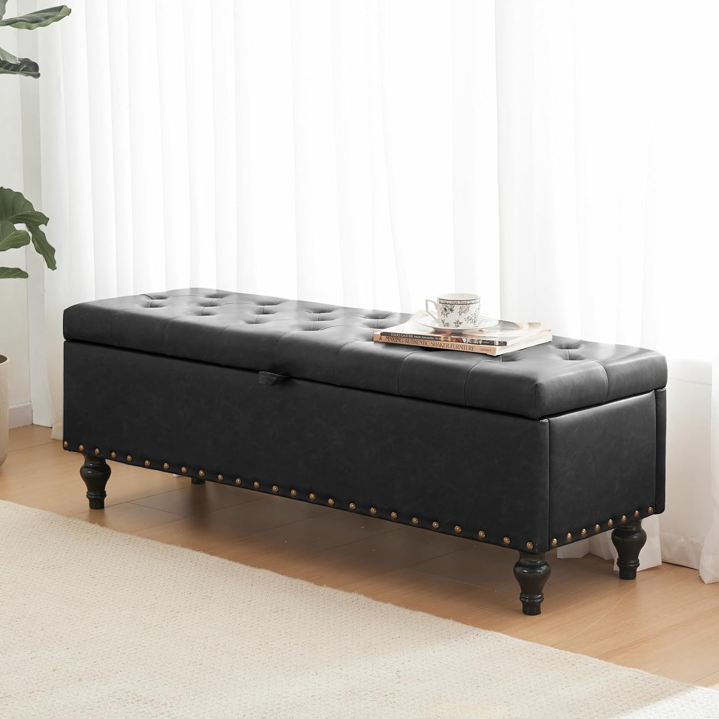 Mangodan50" Storage Ottoman Bench, Tufted Ottoman with Storage for Living Room, Large End of Bed Ottomans, Modern Entryway Benchs