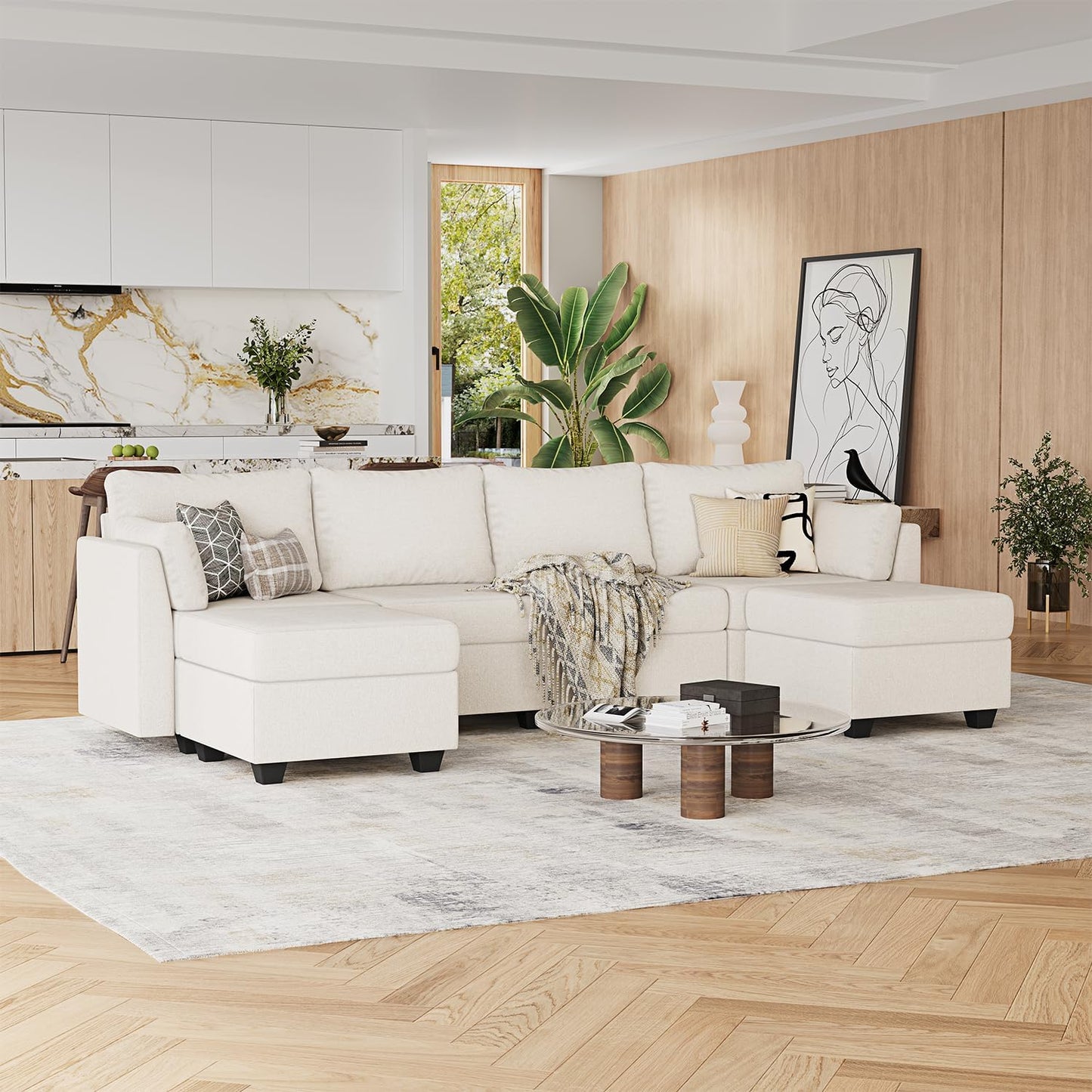 114.17" Modular Sectional Sofa, 6 Seat Modular Couch with Storage, Memory Foam, Convertible Sectional Couches for Living Room