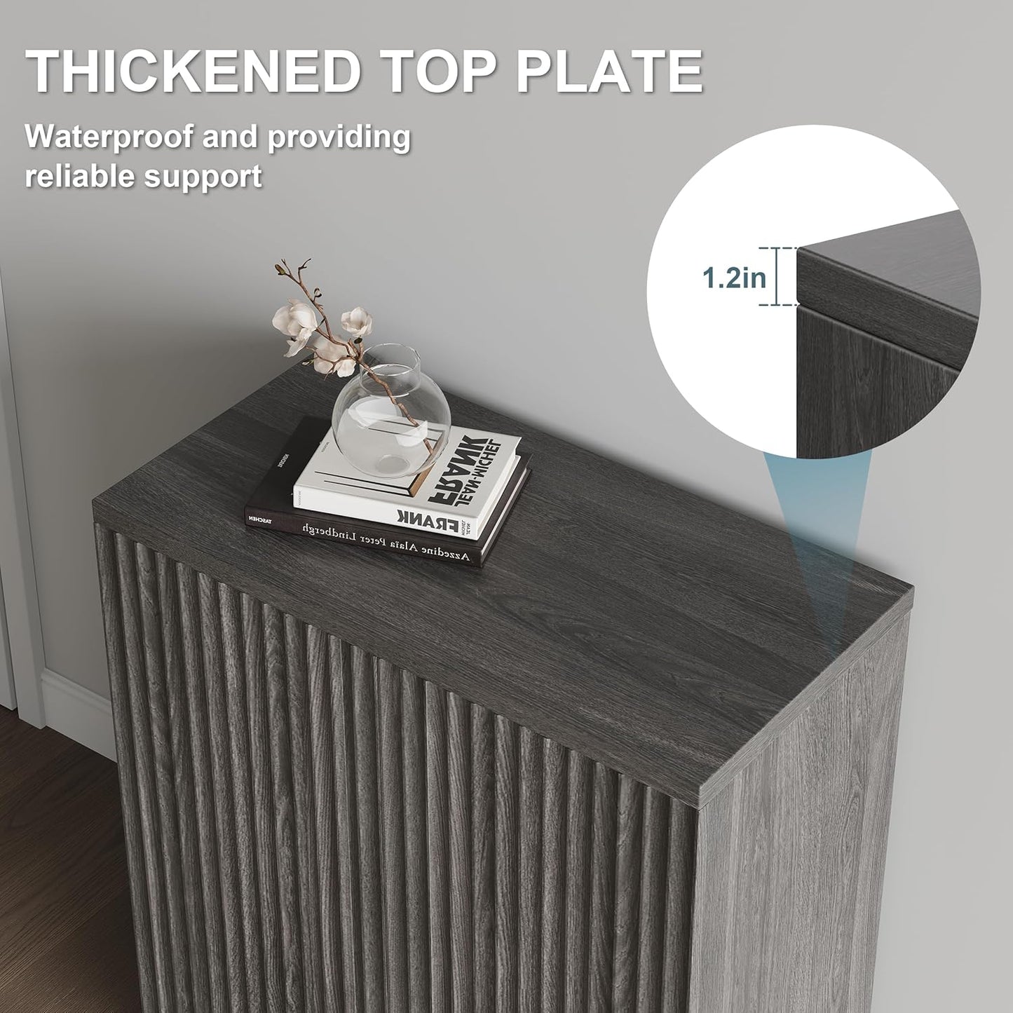 Buffet Sideboard Cabinet with Storage, 34.2" H Fluted Credenza with Adjustable Shelves