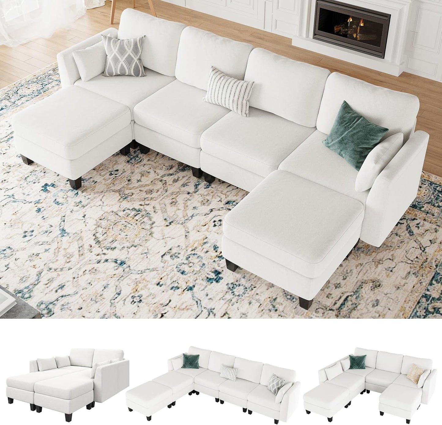 Huatean HomeModular Sectional Sofa, Convertible U Shaped Sofa Couch with High Density Memory Foam