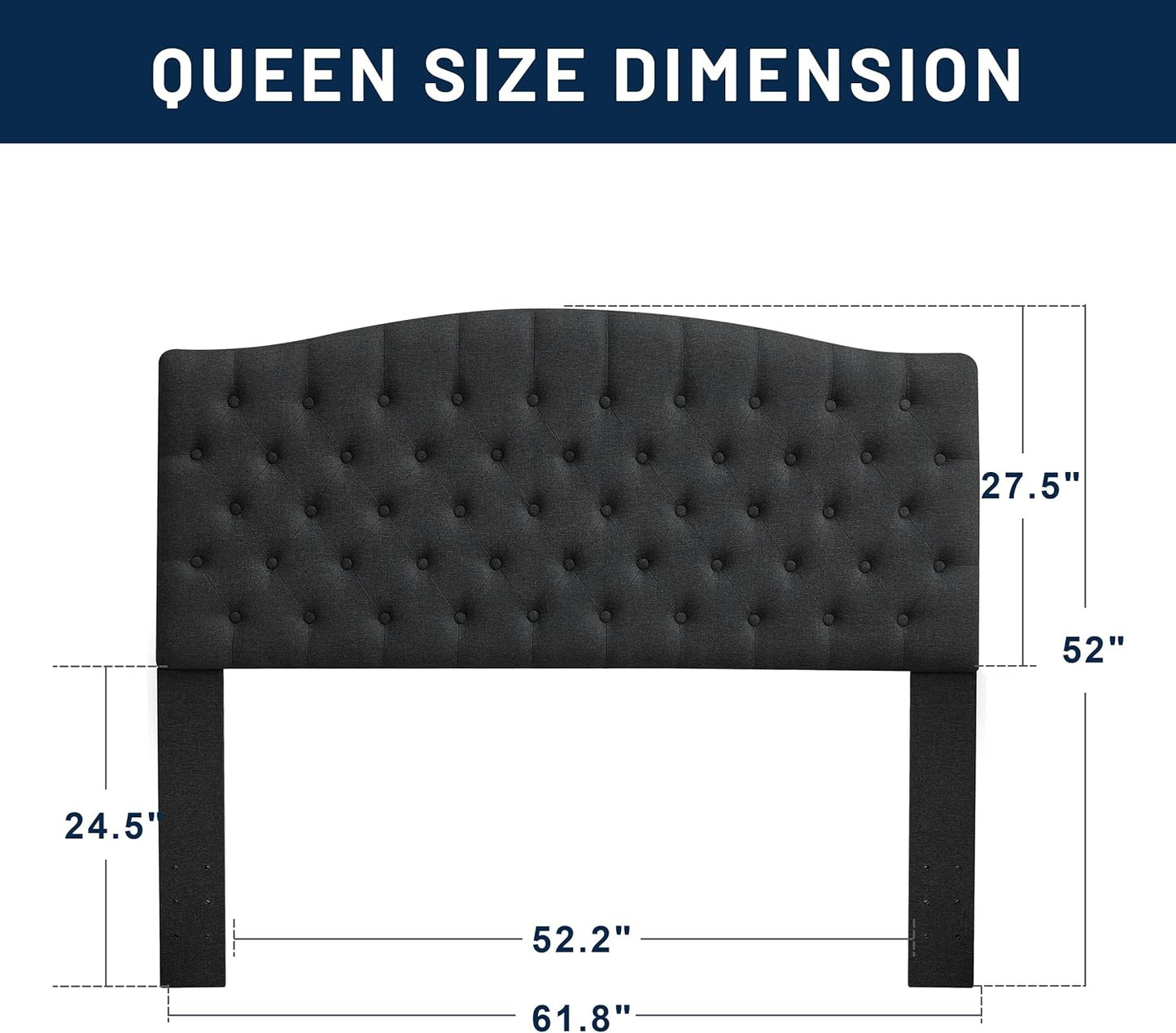 Tufted Upholstered Tall Headboard, Sturdy and Durable Solid Wood Bed headboards