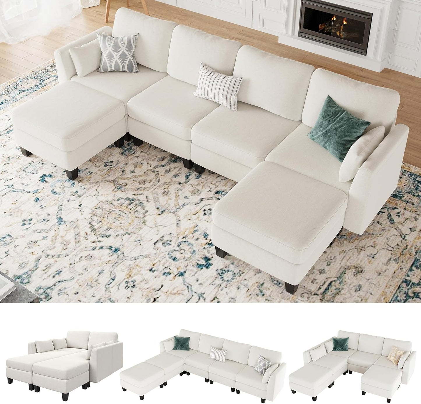 Huatean HomeModular Sectional Sofa, Convertible U Shaped Sofa Couch with High Density Memory Foam