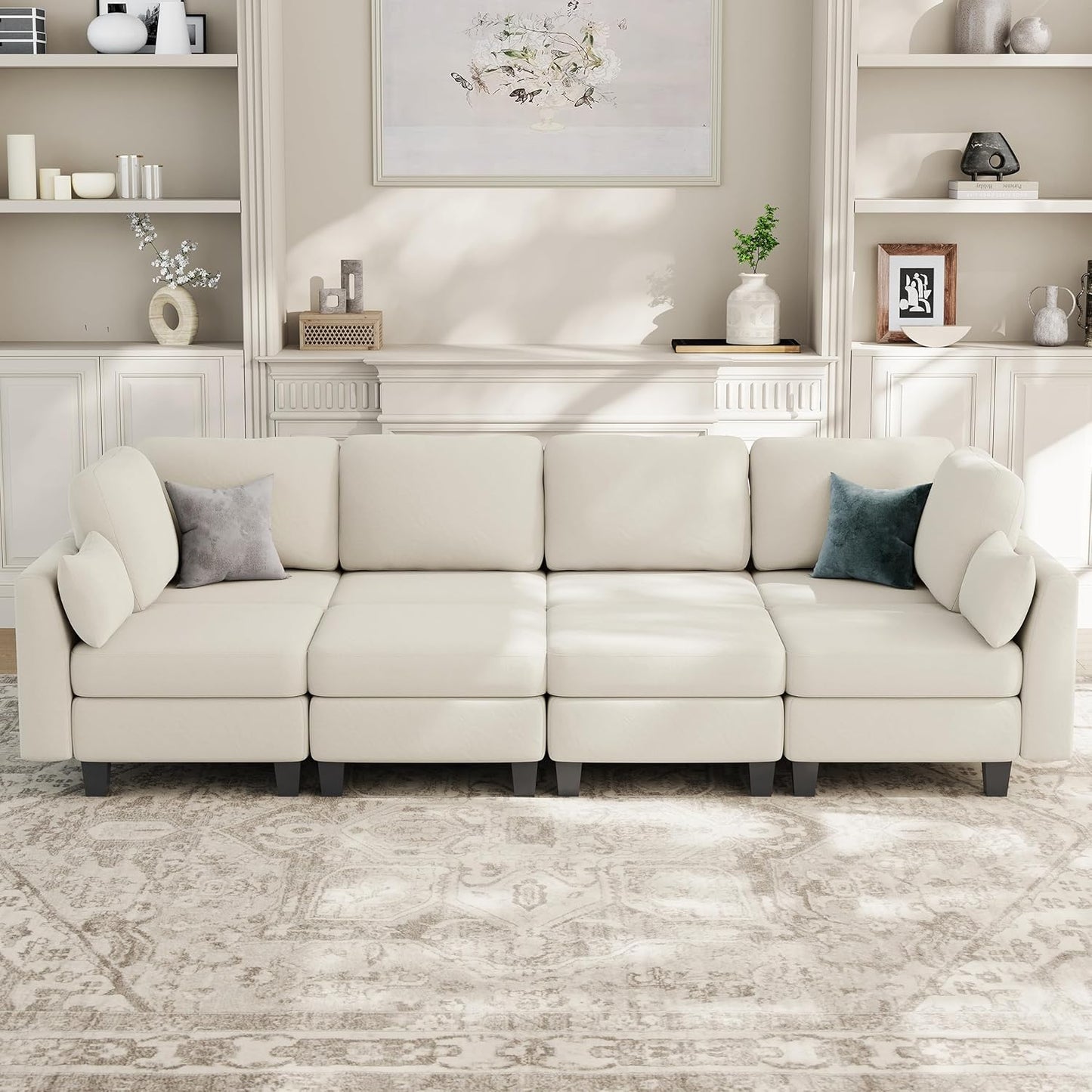 Huatean HomeSectional Sleeper Sofa, Comfy Sectionals Couches Bed, Convertible Sofas with Ottomans