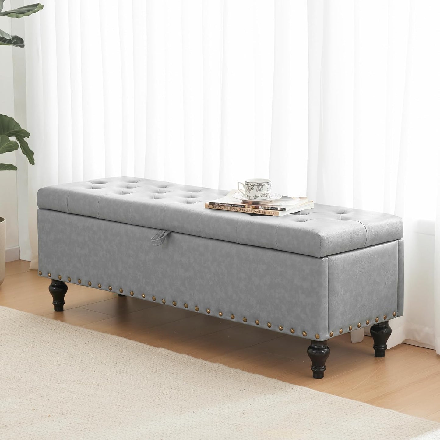 Mangodan50" Storage Ottoman Bench, Tufted Ottoman with Storage for Living Room, Large End of Bed Ottomans, Modern Entryway Benchs