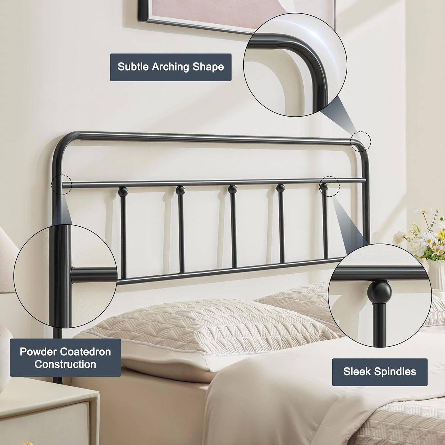 Huataen HomeMetal HeadboardOnly Adjustable Height from 34” to 44”, Victorian Vintage Bed Headboards, Farmhouse Head Board