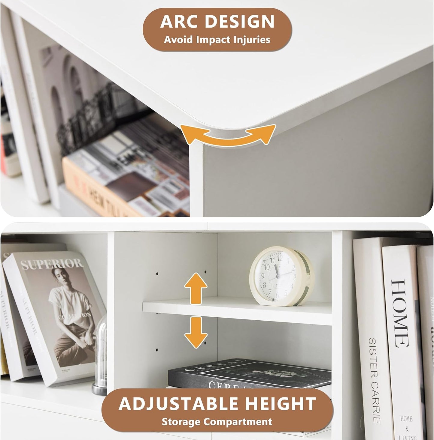 Sturdy and Durable Wood Headboards with 4 Compartments, Full/Queen Headboard with Storage