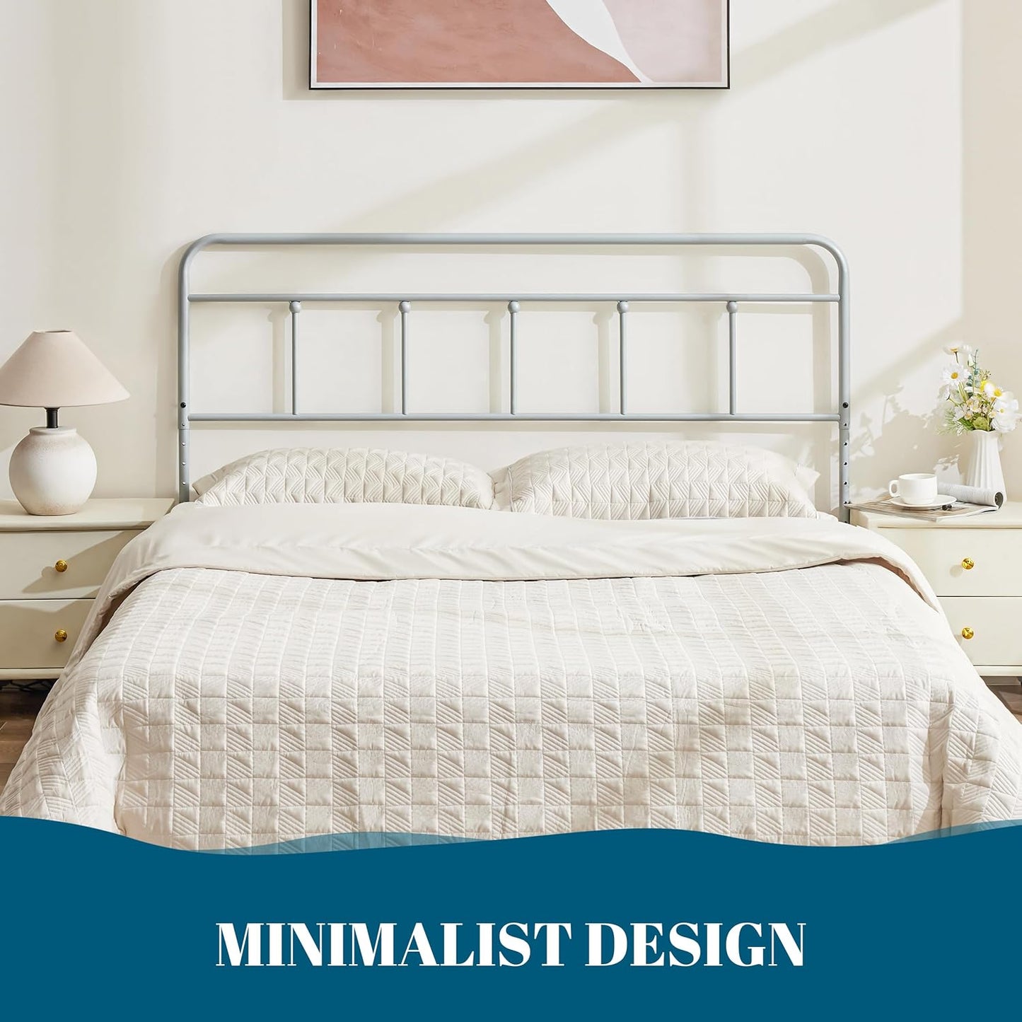 Huataen HomeMetal HeadboardOnly Adjustable Height from 34” to 44”, Victorian Vintage Bed Headboards, Farmhouse Head Board