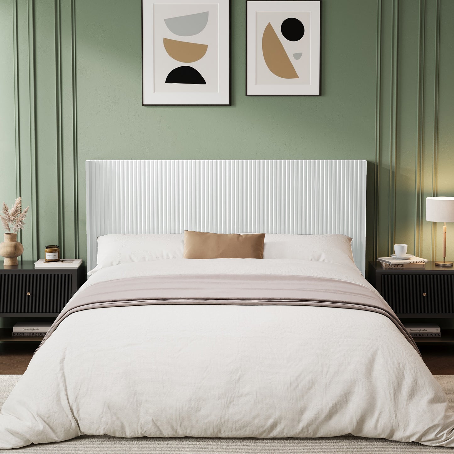 Huatean HomeWood Headboard Queen Size, 64.6" Wide Wooden Queen Headboard Only