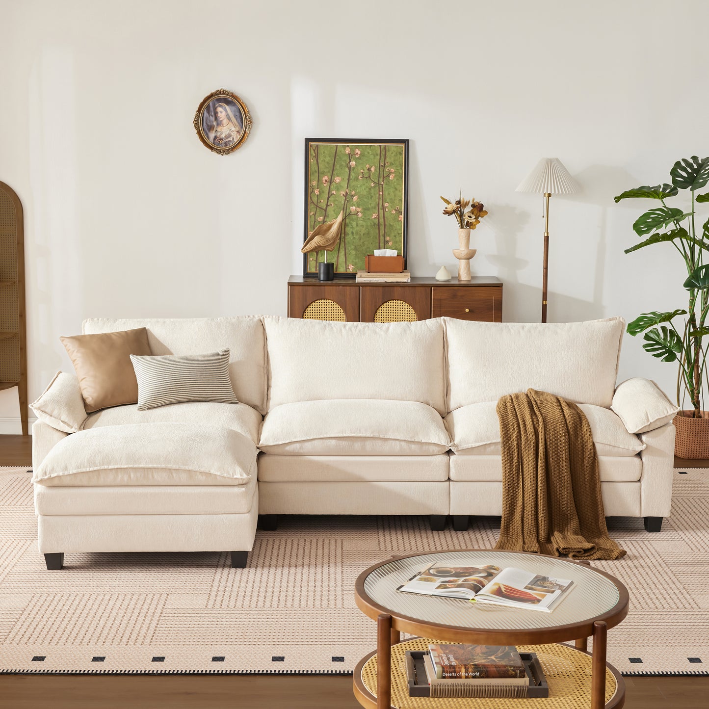 MangodanModular Couch Sectionals with Ottoman, Big Comfy Cloud CouchesModern Cloud Sectional Couches for Living Room