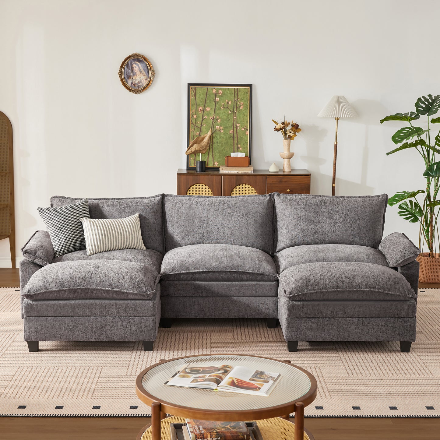 MangodanModular Couch Sectionals with Ottoman, Big Comfy Cloud CouchesModern Cloud Sectional Couches for Living Room