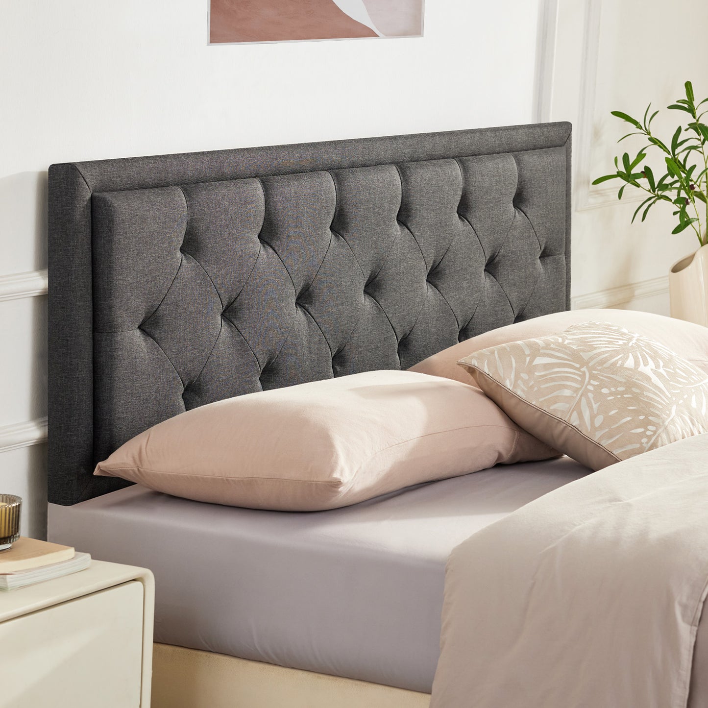 Howjoe Tufted Upholstered Full Size Headboard Only, Solid Wood Height Adjustable Modern Head Boards