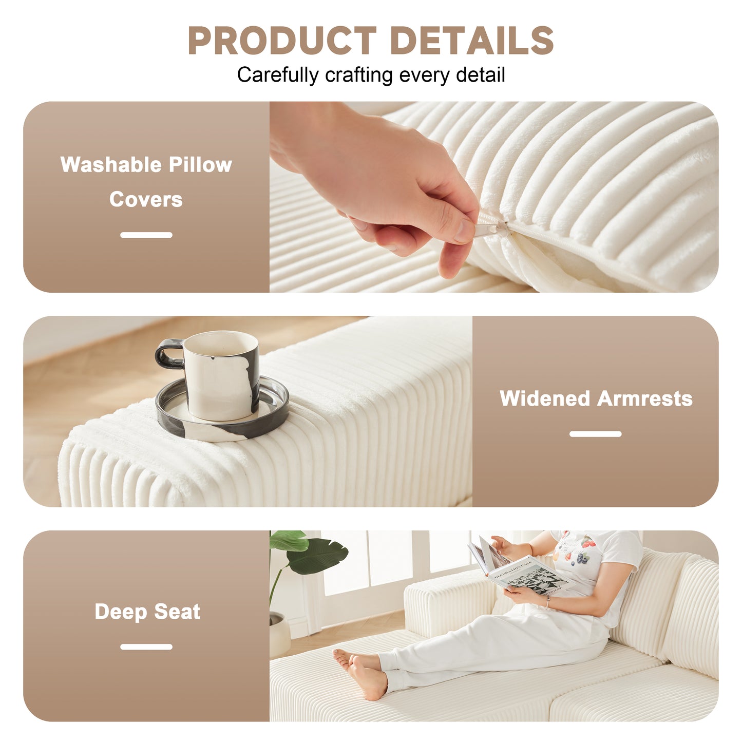 Cloud Couch Sectional with Deep Seat, Comfy Couch with L-Shaped Chaise