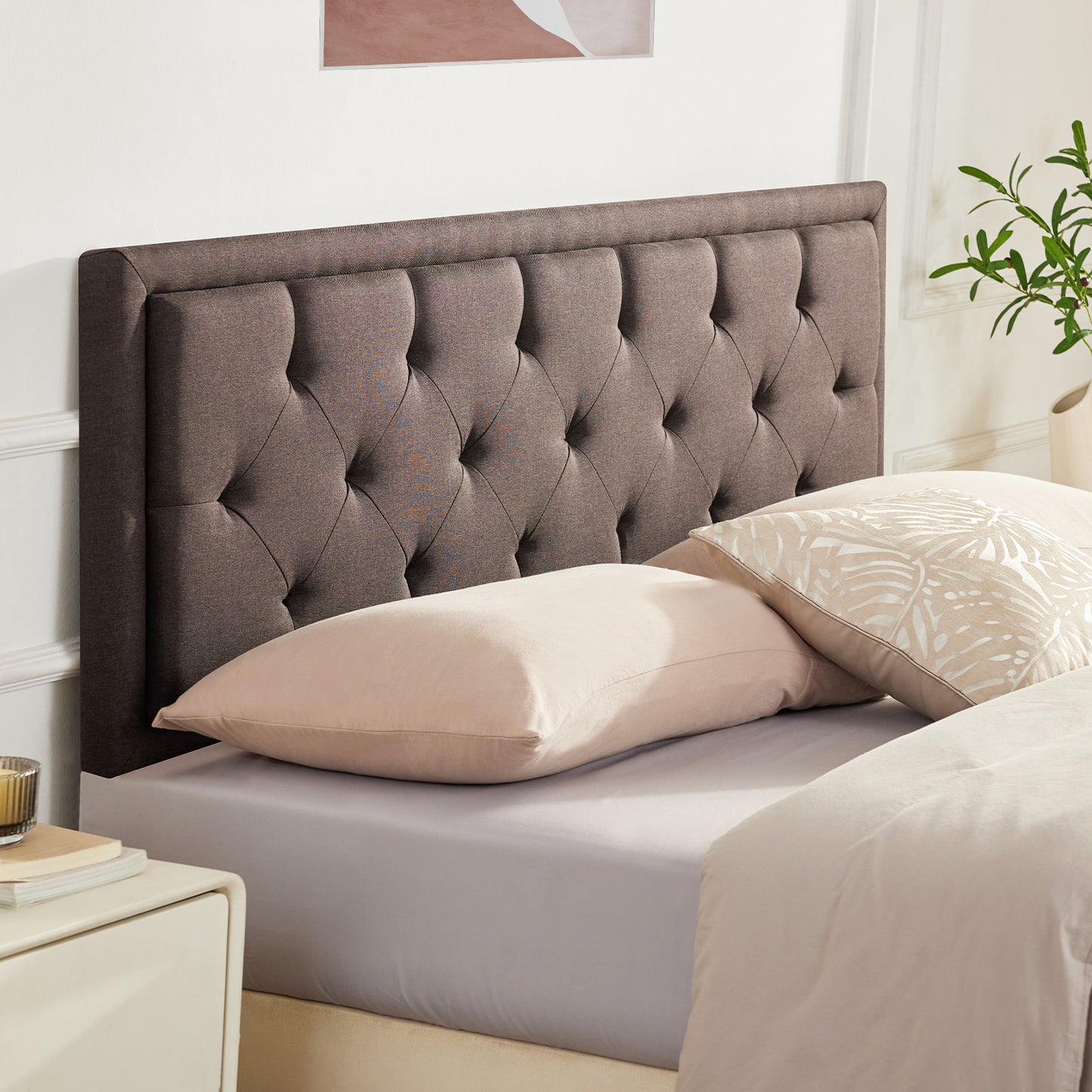 Howjoe Tufted Upholstered Full Size Headboard Only, Solid Wood Height Adjustable Modern Head Boards