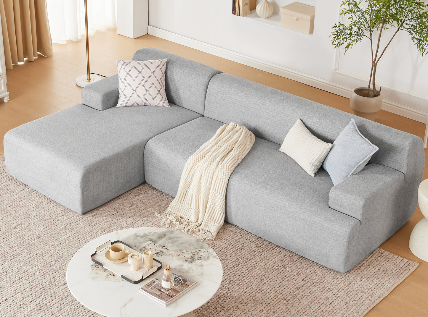 Modular Sectional Sofa, Boneless Couch Sponge Sofa for Living Room, High Density Sponges Cloud Couch