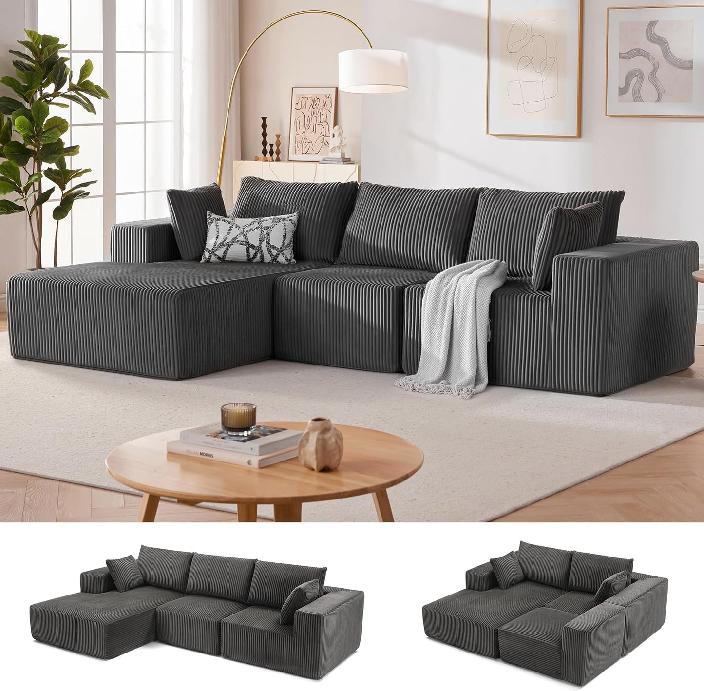 Cloud Couch Sectional with Deep Seat, Comfy Couch with L-Shaped Chaise