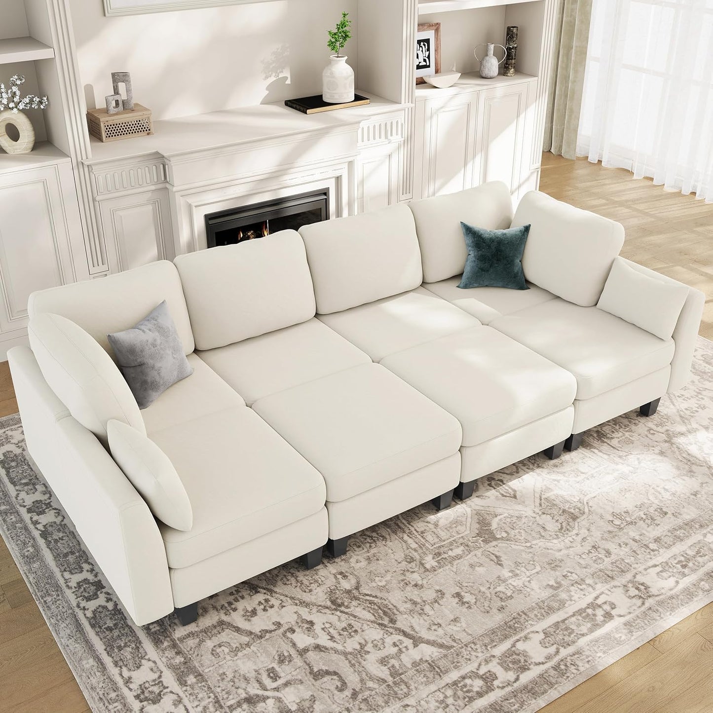 Huatean HomeSectional Sleeper Sofa, Comfy Sectionals Couches Bed, Convertible Sofas with Ottomans