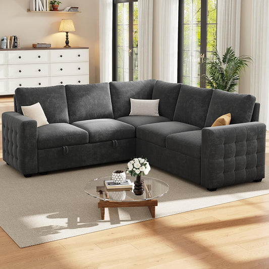 86" Sectional Sleeper Sofa Bed, Sleeper Couch with Pull out Bed