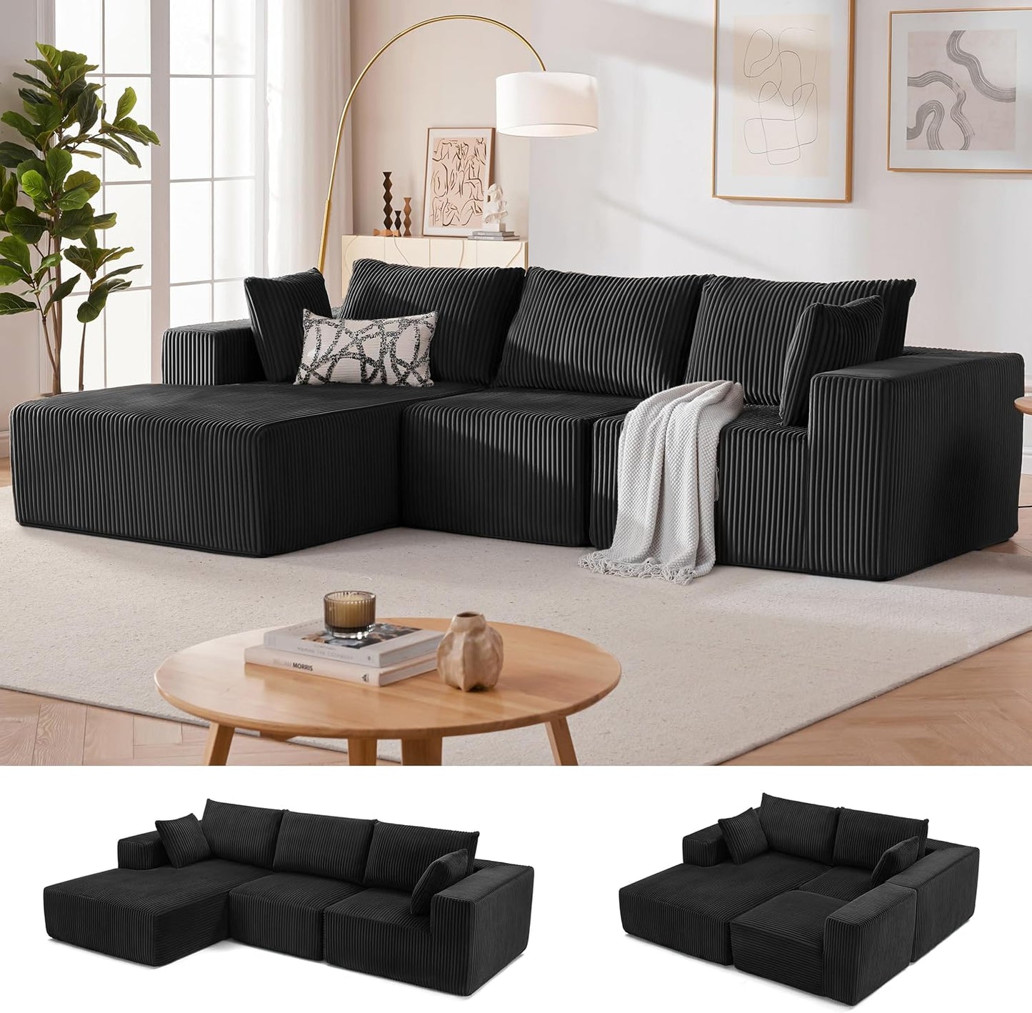 Cloud Couch Sectional with Deep Seat, Comfy Couch with L-Shaped Chaise