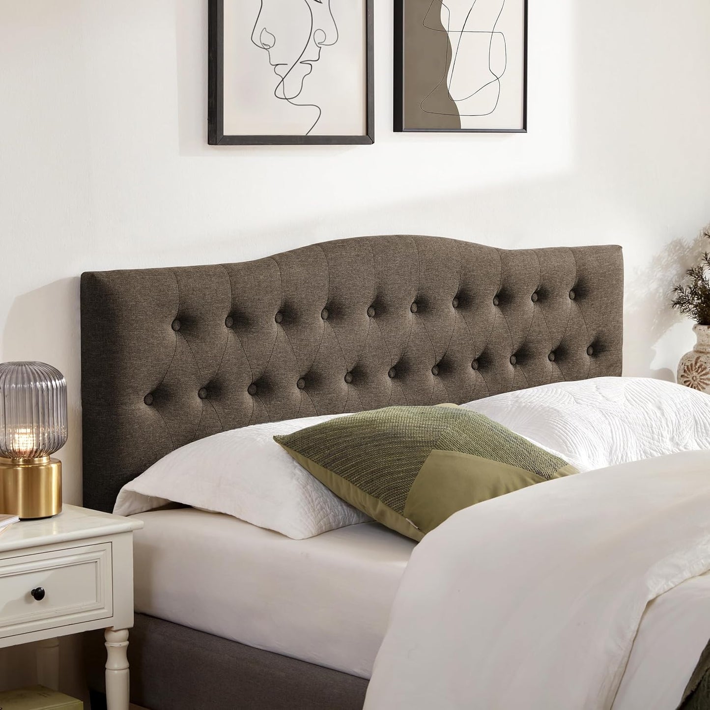 Huatean HomeTufted Upholstered Headboard，Tufted Upholstered Headboardheadboard, Fabric Headboard Adjustable Height from 37” to 51”