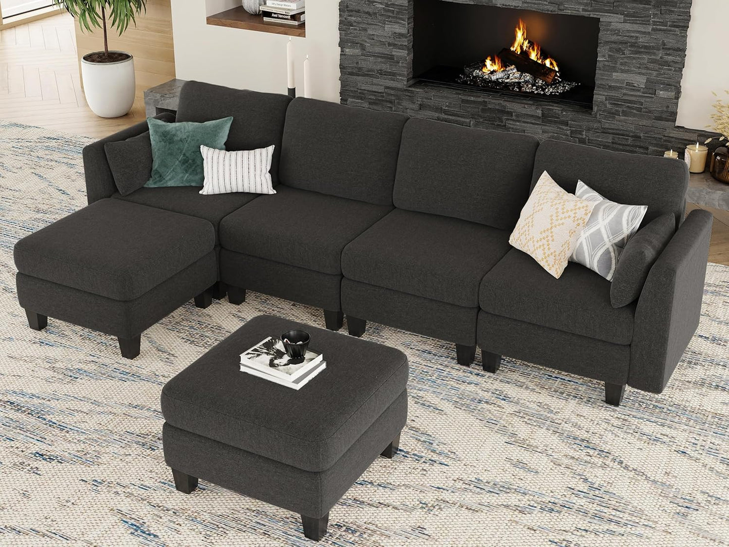 Huatean HomeModular Sectional Sofa, Convertible U Shaped Sofa Couch with High Density Memory Foam