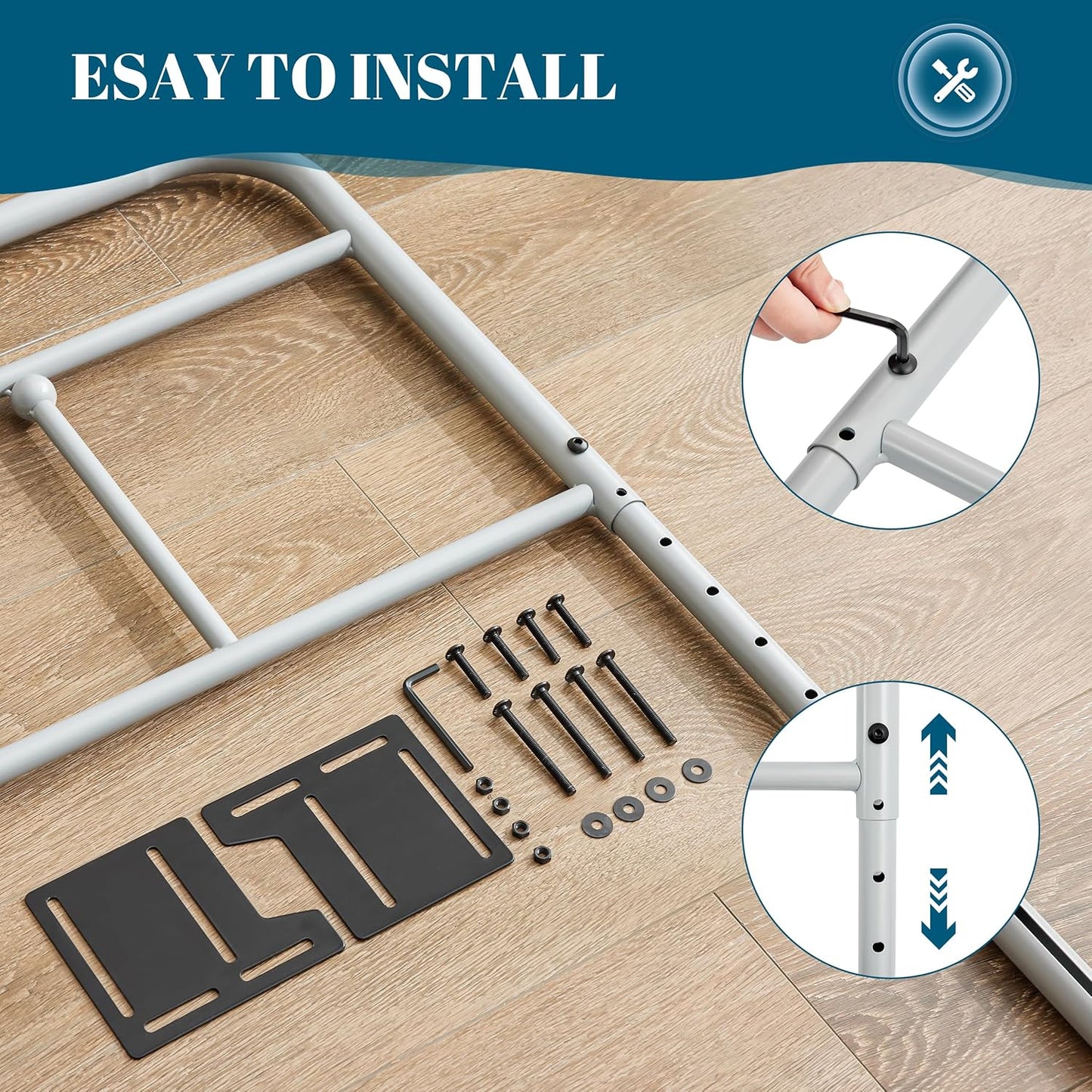 Huataen HomeMetal HeadboardOnly Adjustable Height from 34” to 44”, Victorian Vintage Bed Headboards, Farmhouse Head Board