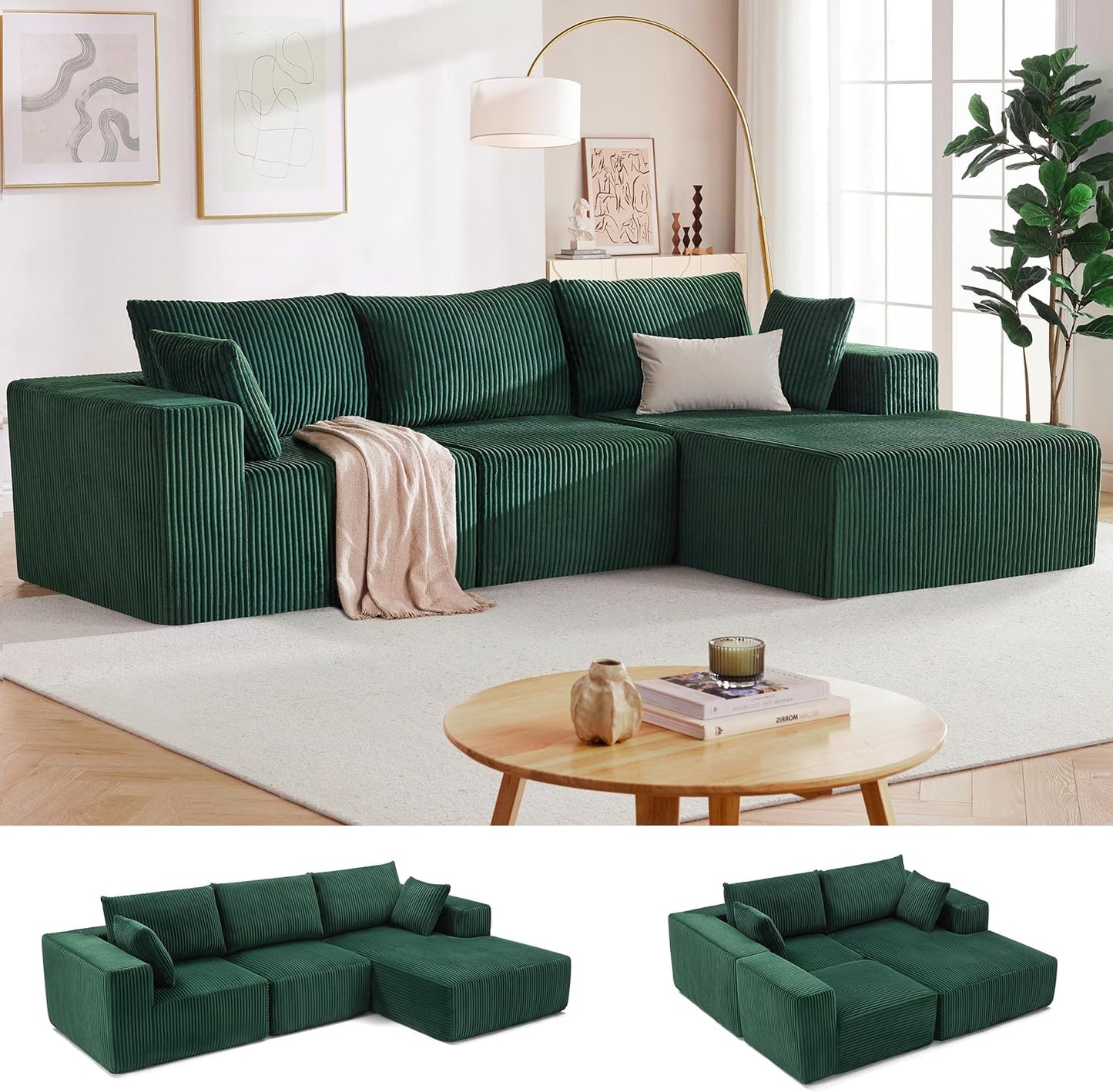 Cloud Couch Sectional with Deep Seat, Comfy Couch with L-Shaped Chaise