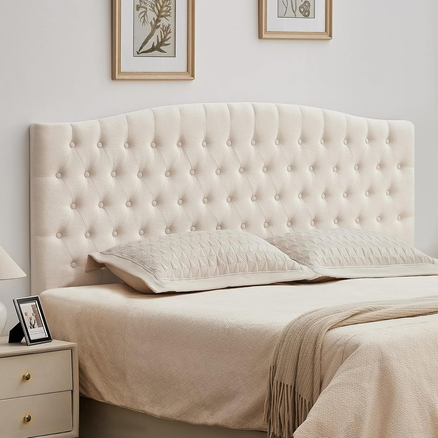 Tufted Upholstered Tall Headboard, Sturdy and Durable Solid Wood Bed headboards