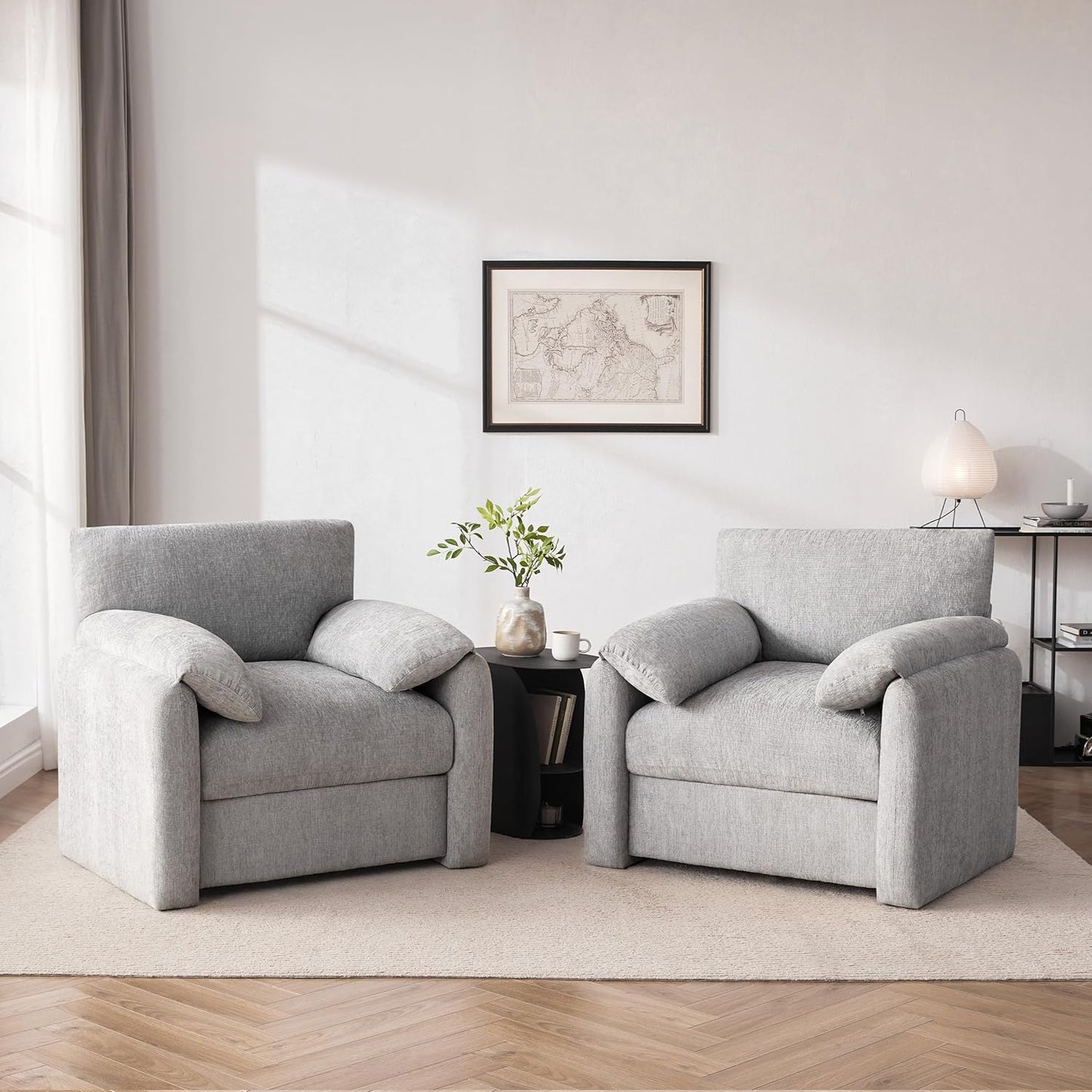 Mangodan Chenille Oversized Armchair, 38.6" Wide Accent Chairs for Living Room & Bedroom Modern Lounge Chair, Upholstered Mid-Century Reading Chair