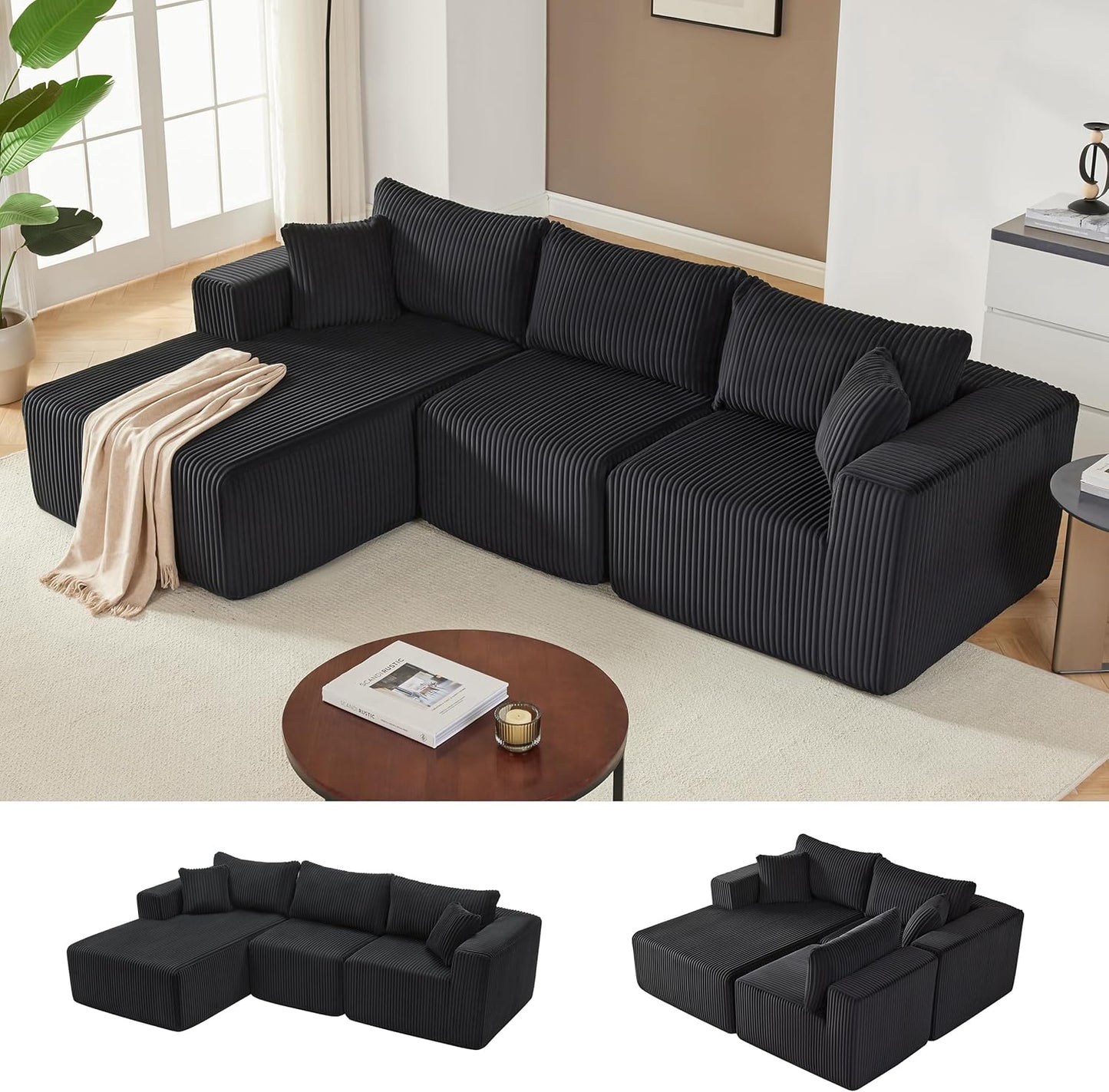 Huatean Home108” Modular Sectional Sofa, Cloud Sectional Couch with Deep Seat