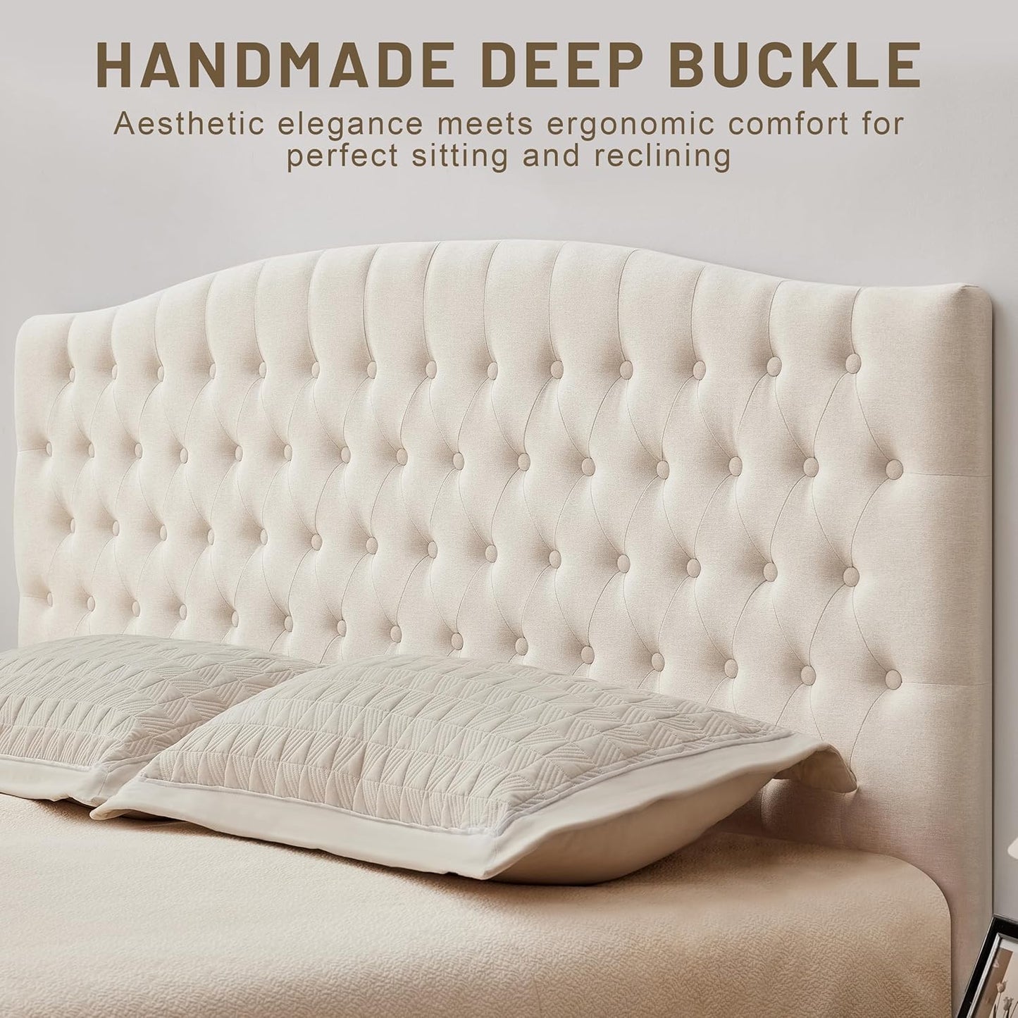 Tufted Upholstered Tall Headboard, Sturdy and Durable Solid Wood Bed headboards