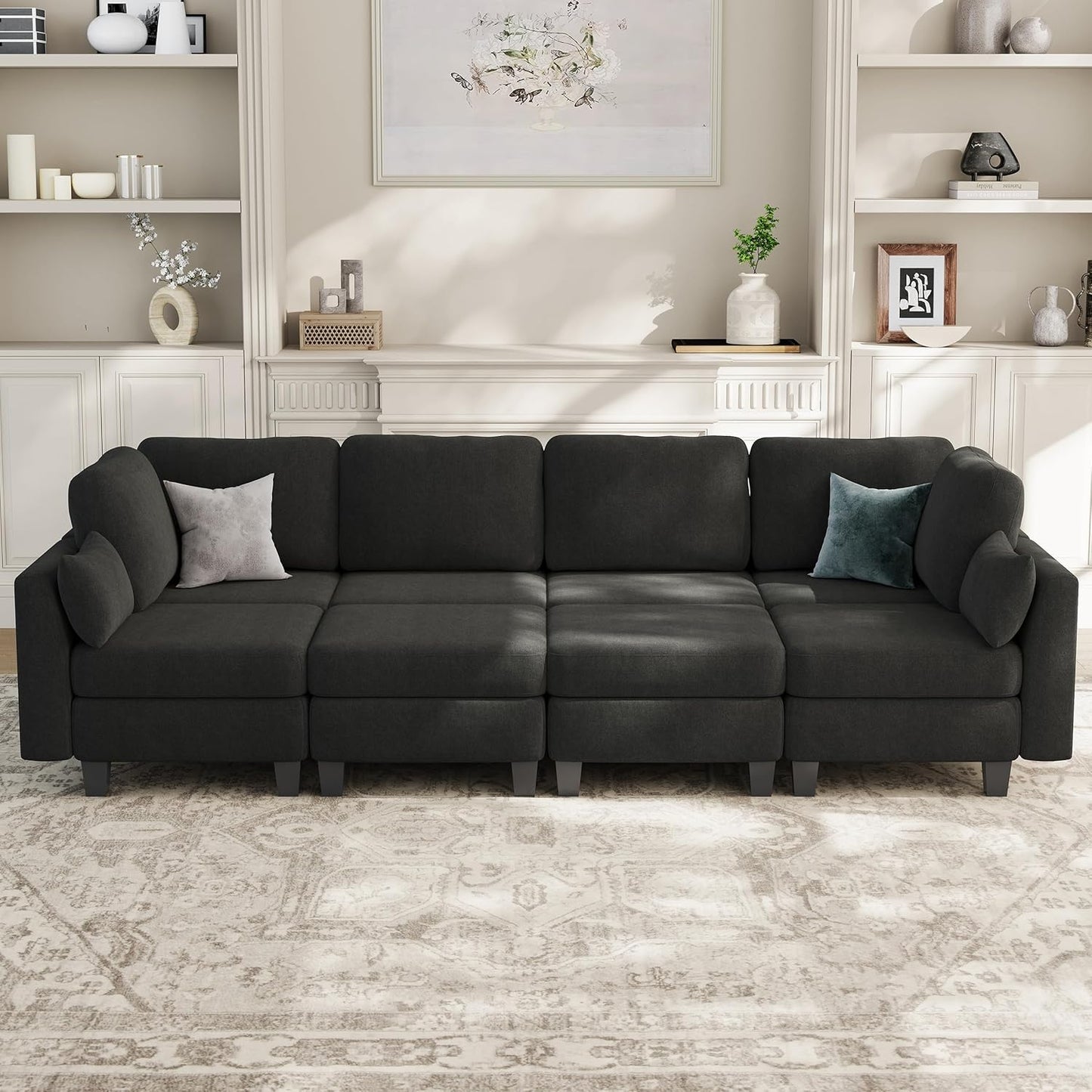 Huatean HomeSectional Sleeper Sofa, Comfy Sectionals Couches Bed, Convertible Sofas with Ottomans
