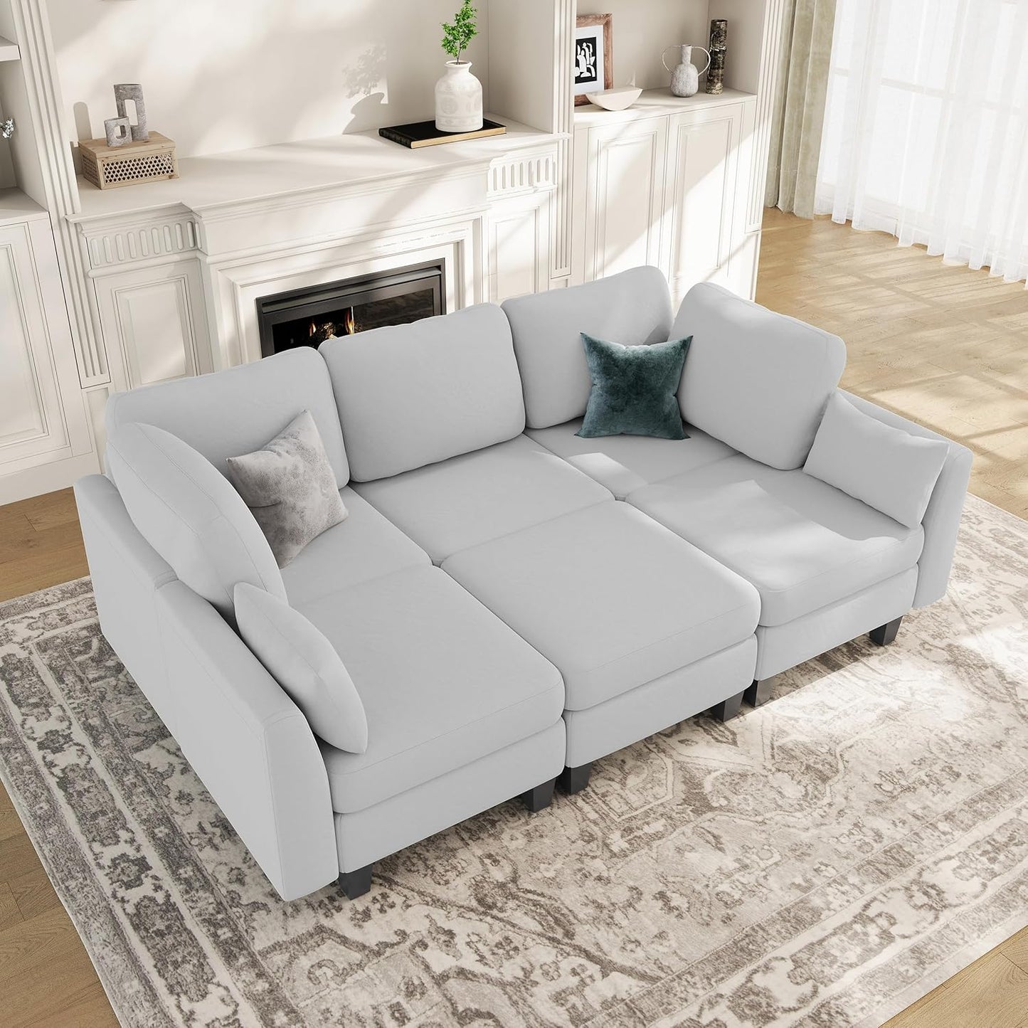 Huatean HomeSectional Sleeper Sofa, Comfy Sectionals Couches Bed, Convertible Sofas with Ottomans