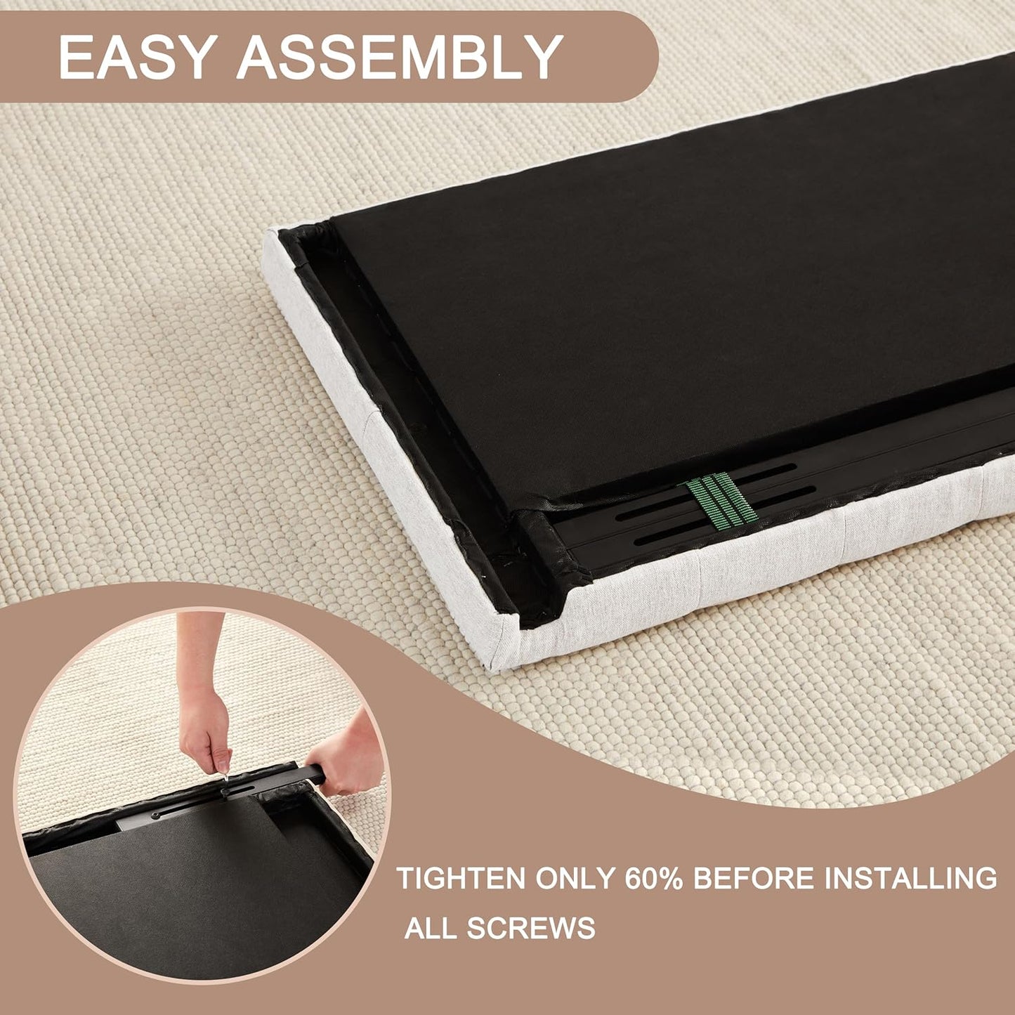 Huatean HomeTufted Upholstered Headboard，Tufted Upholstered Headboardheadboard, Fabric Headboard Adjustable Height from 37” to 51”