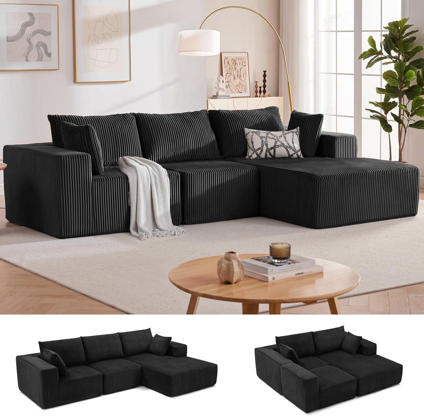 Cloud Couch Sectional with Deep Seat, Comfy Couch with L-Shaped Chaise