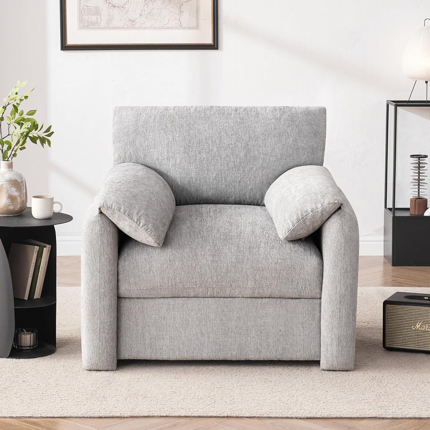 Chenille Oversized Armchair, 38.6" Wide Accent Chairs for Living Room & Bedroom Modern Lounge Chair