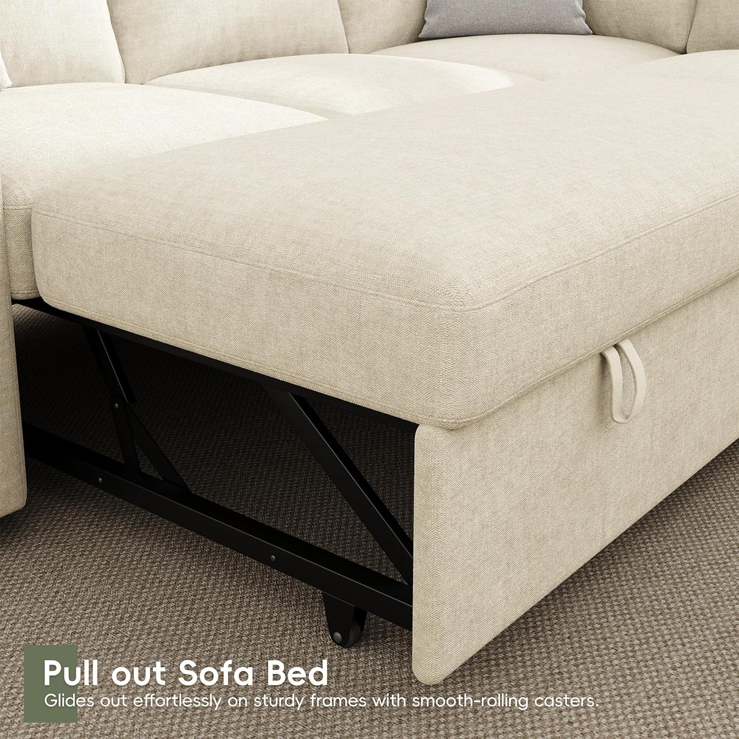 86" Sectional Sleeper Sofa Bed, Sleeper Couch with Pull out Bed