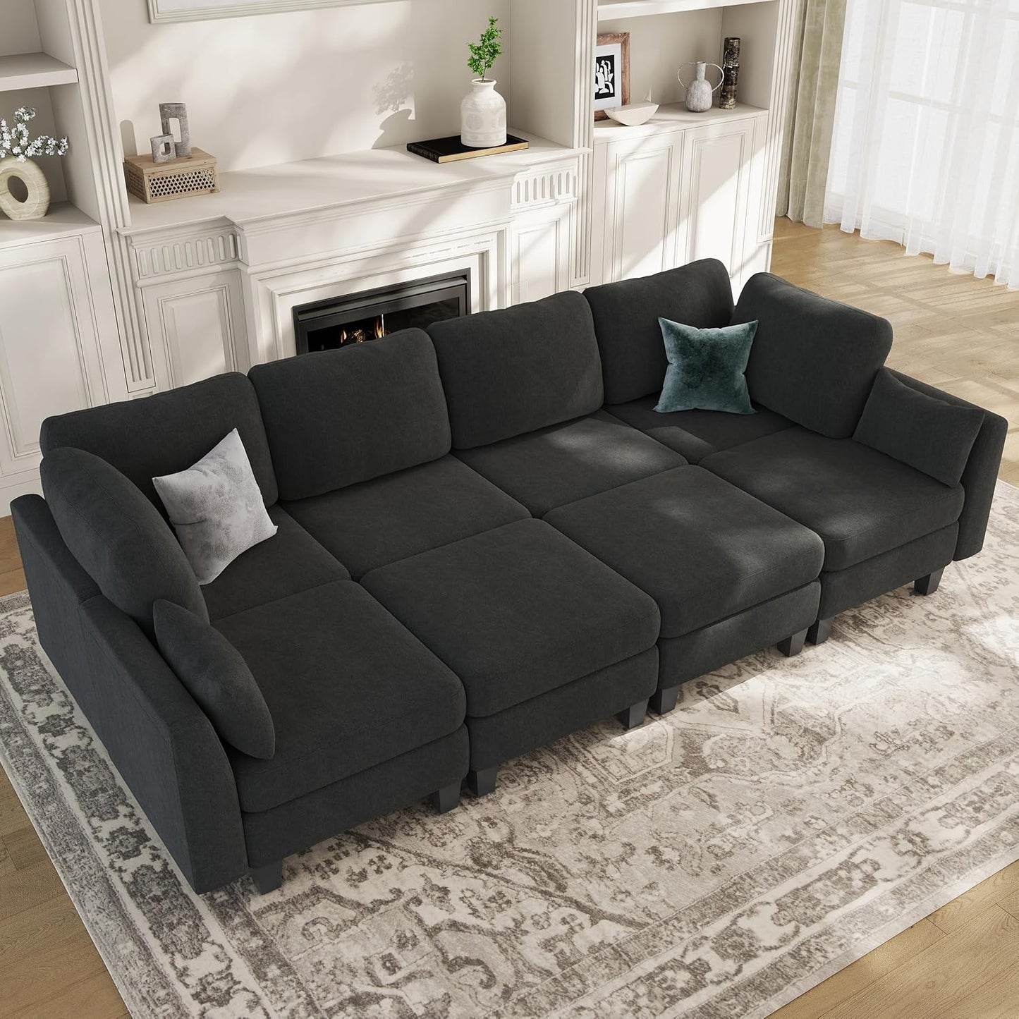 Huatean HomeSectional Sleeper Sofa, Comfy Sectionals Couches Bed, Convertible Sofas with Ottomans
