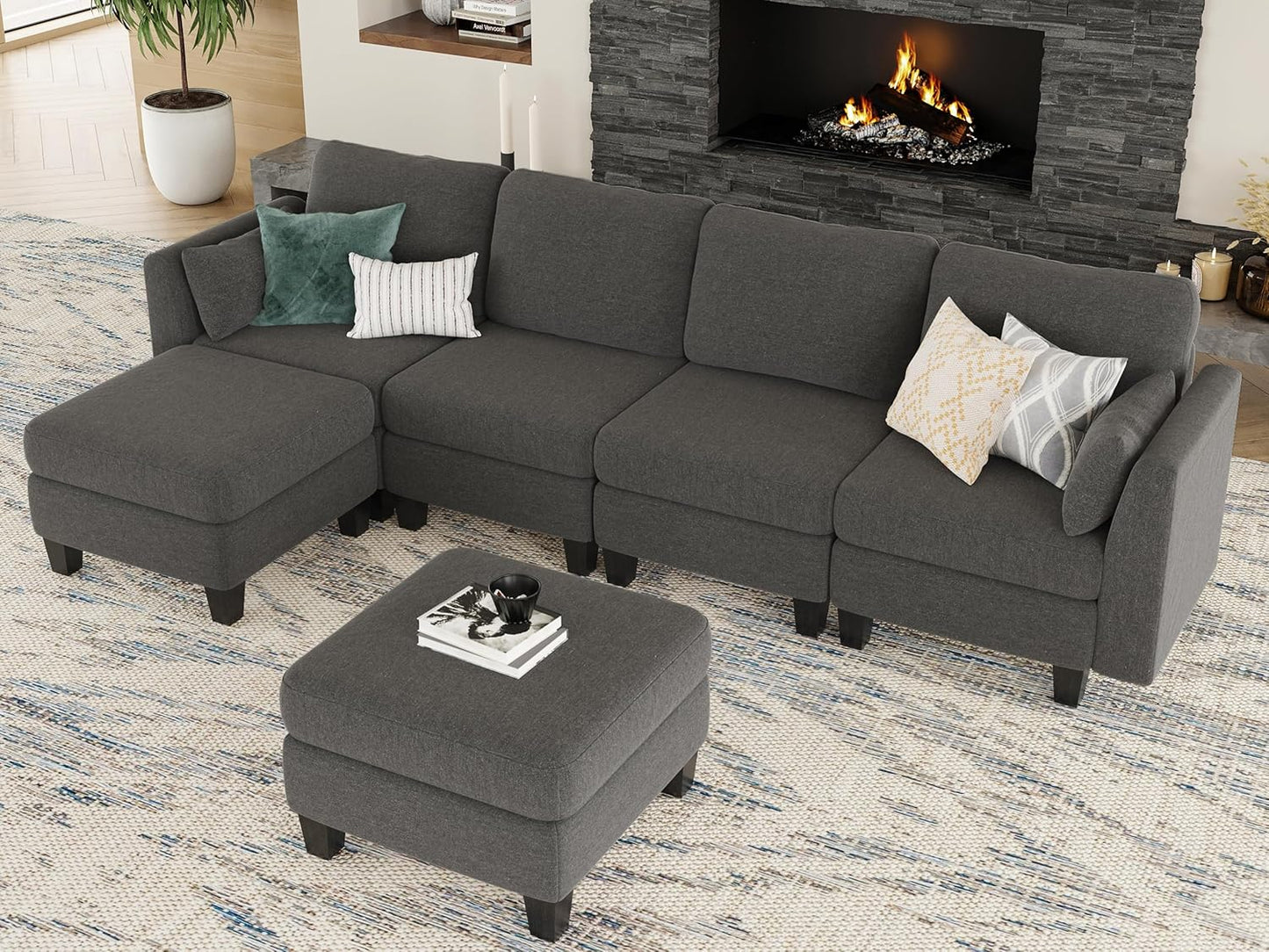 Huatean HomeModular Sectional Sofa, Convertible U Shaped Sofa Couch with High Density Memory Foam