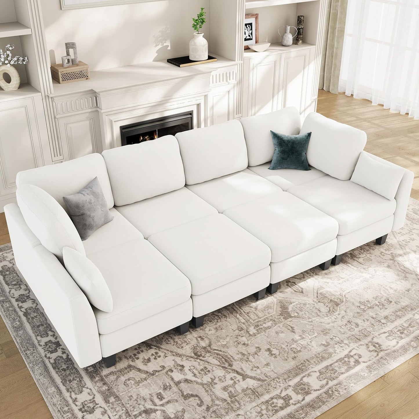 Huatean HomeSectional Sleeper Sofa, Comfy Sectionals Couches Bed, Convertible Sofas with Ottomans