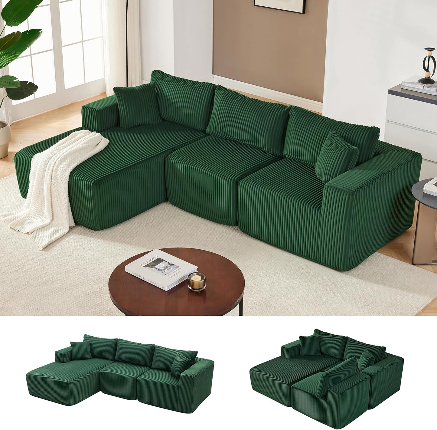 Huatean Home108” Modular Sectional Sofa, Cloud Sectional Couch with Deep Seat