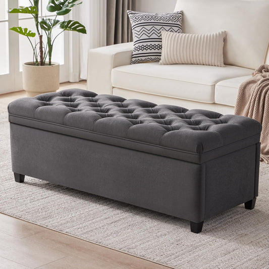 Mangodan50" Storage Ottoman Bench, Tufted Ottoman with Storage for Living Room, Large End of Bed Ottomans, Modern Entryway Benchs