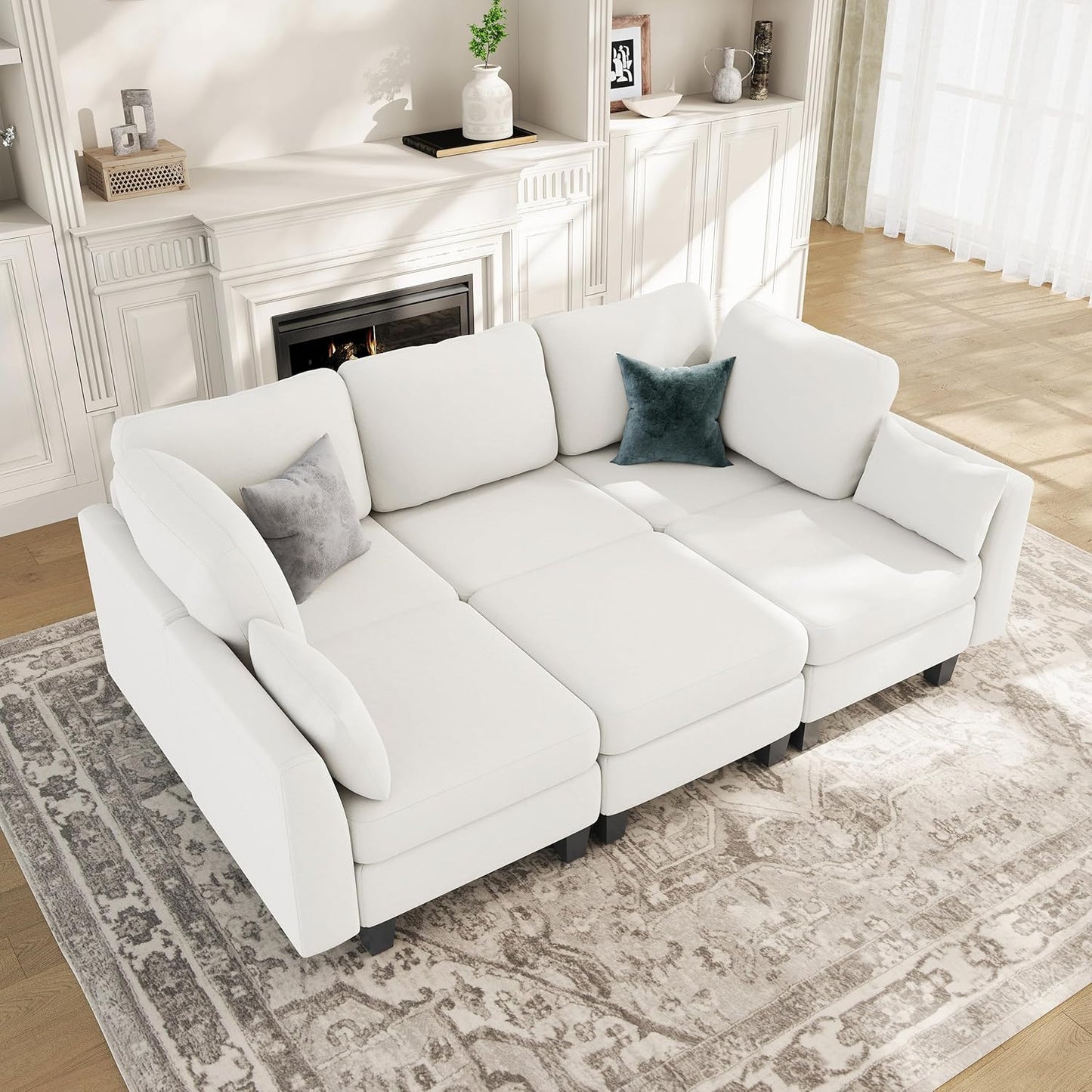 Huatean HomeSectional Sleeper Sofa, Comfy Sectionals Couches Bed, Convertible Sofas with Ottomans