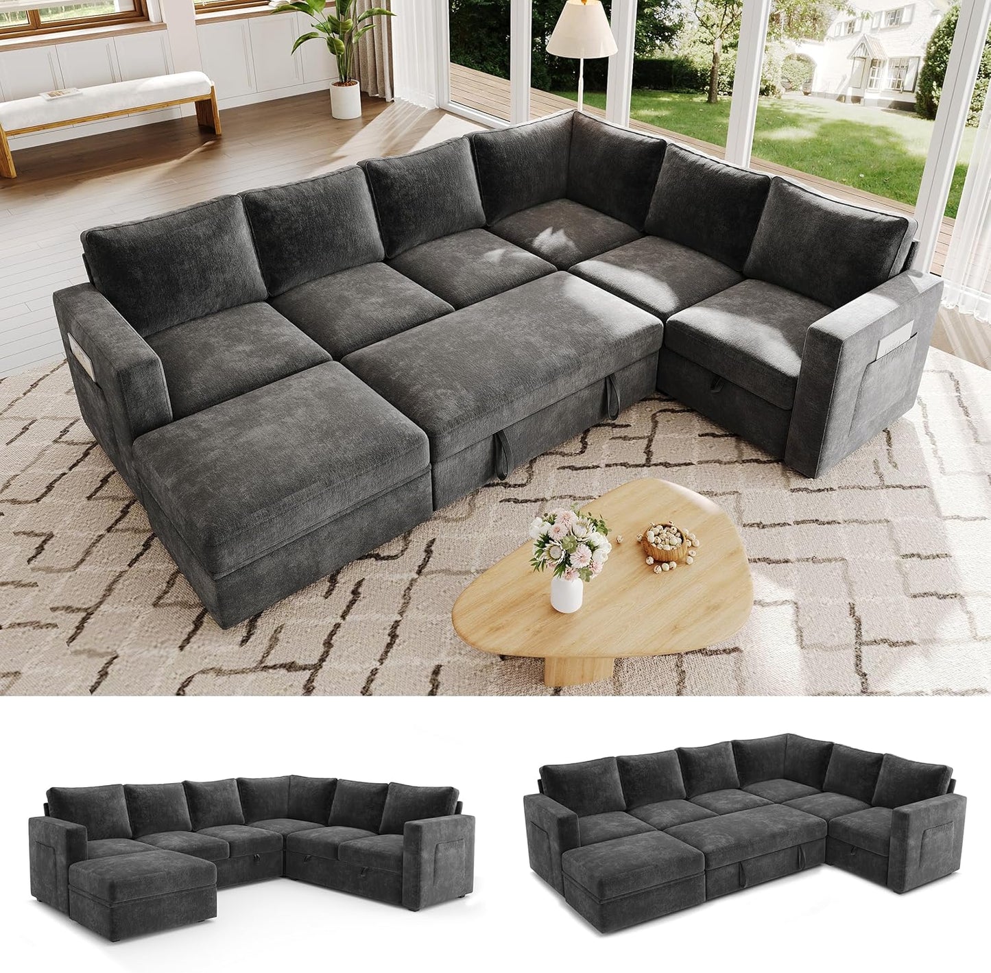 Sectionals Modular Sofa with Storage, Comfy Sectional Couches for Living Room & Apartment