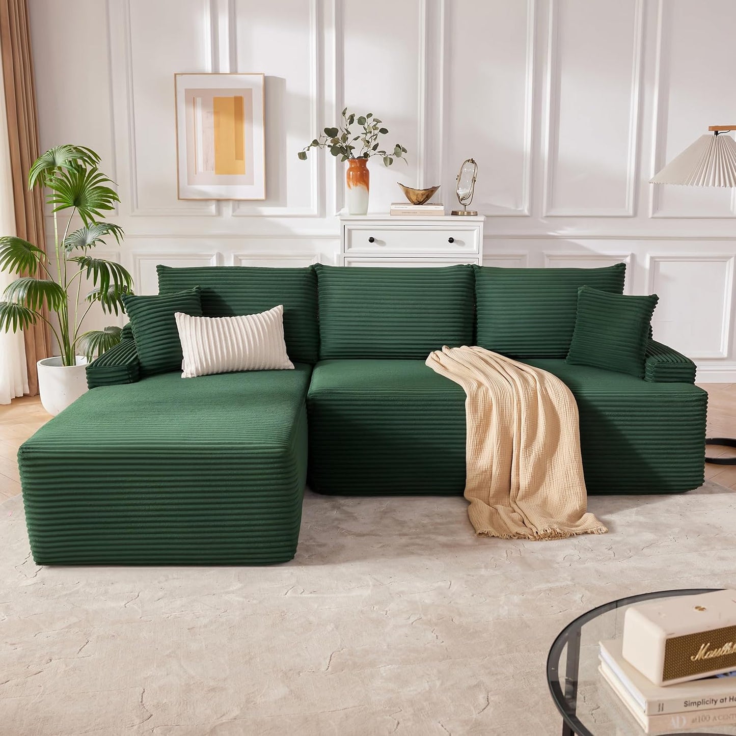 MangodanSectional Couch, Modular Sectional Sofa for Living Room, Boneless Sofa with Deep Seat, Comfy Fluffy Couch with L-Shaped Chaise